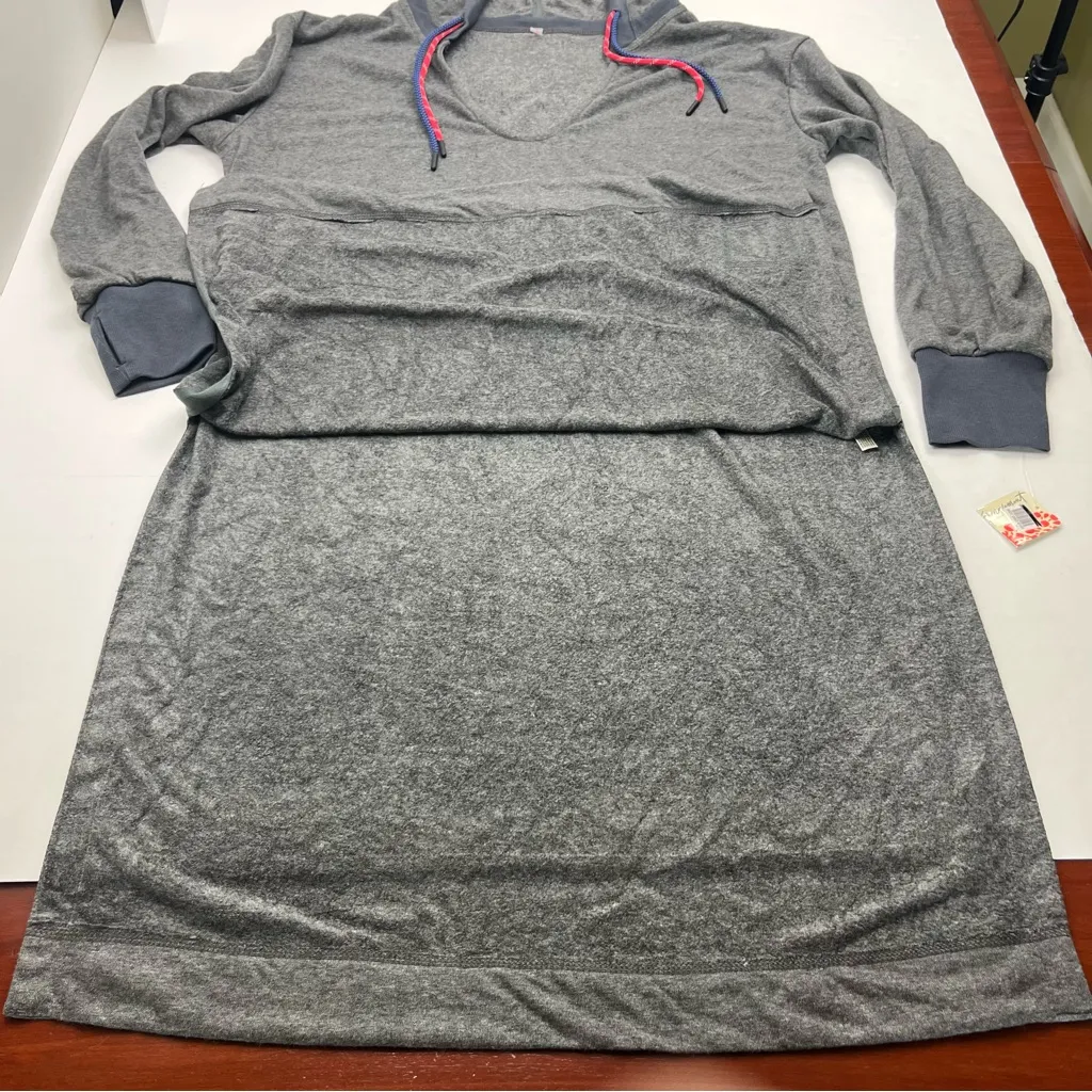 Free People Movement Feel‎ Good Layer Longline Hoodie Charcoal Heather Large NEW Gray - Image 12