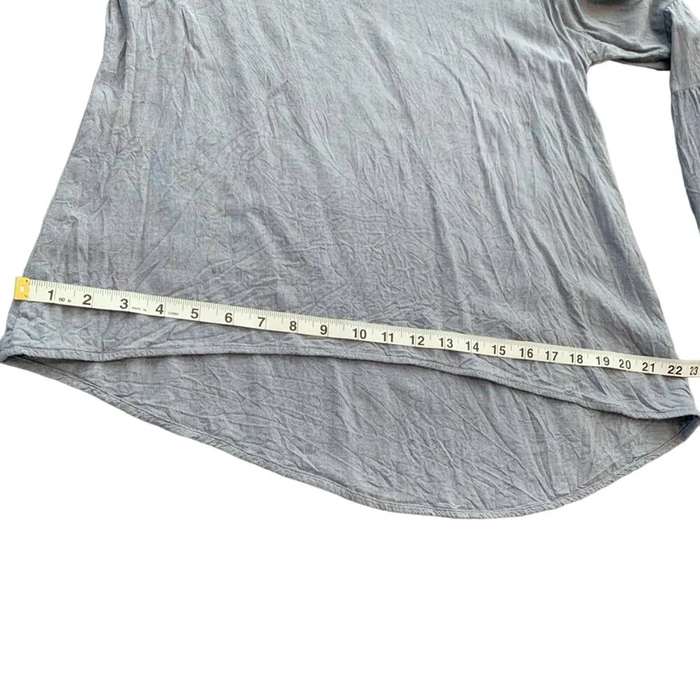 Cloth & Stone Tiered Bell Sleeved Relaxed Fit Long Sleeve Top Heather Blue Small - Image 11