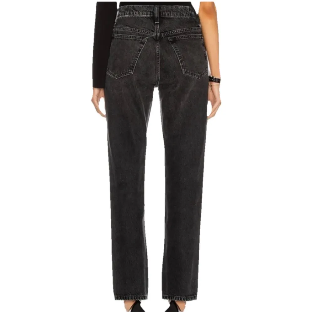 REDONE Black Wash 70’s Straight Leg Rock Encogimento Denim Women’s Jeans Size 26 - Image 2