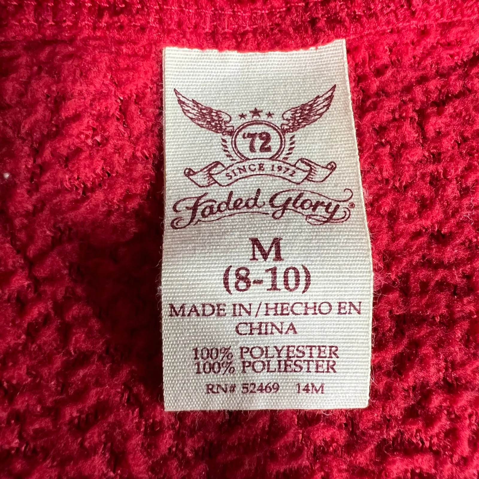 Faded Glory Womens Plush Fleece Sweatshirt Pullover Long Sleeve Red Medium 8 10 - Image 6