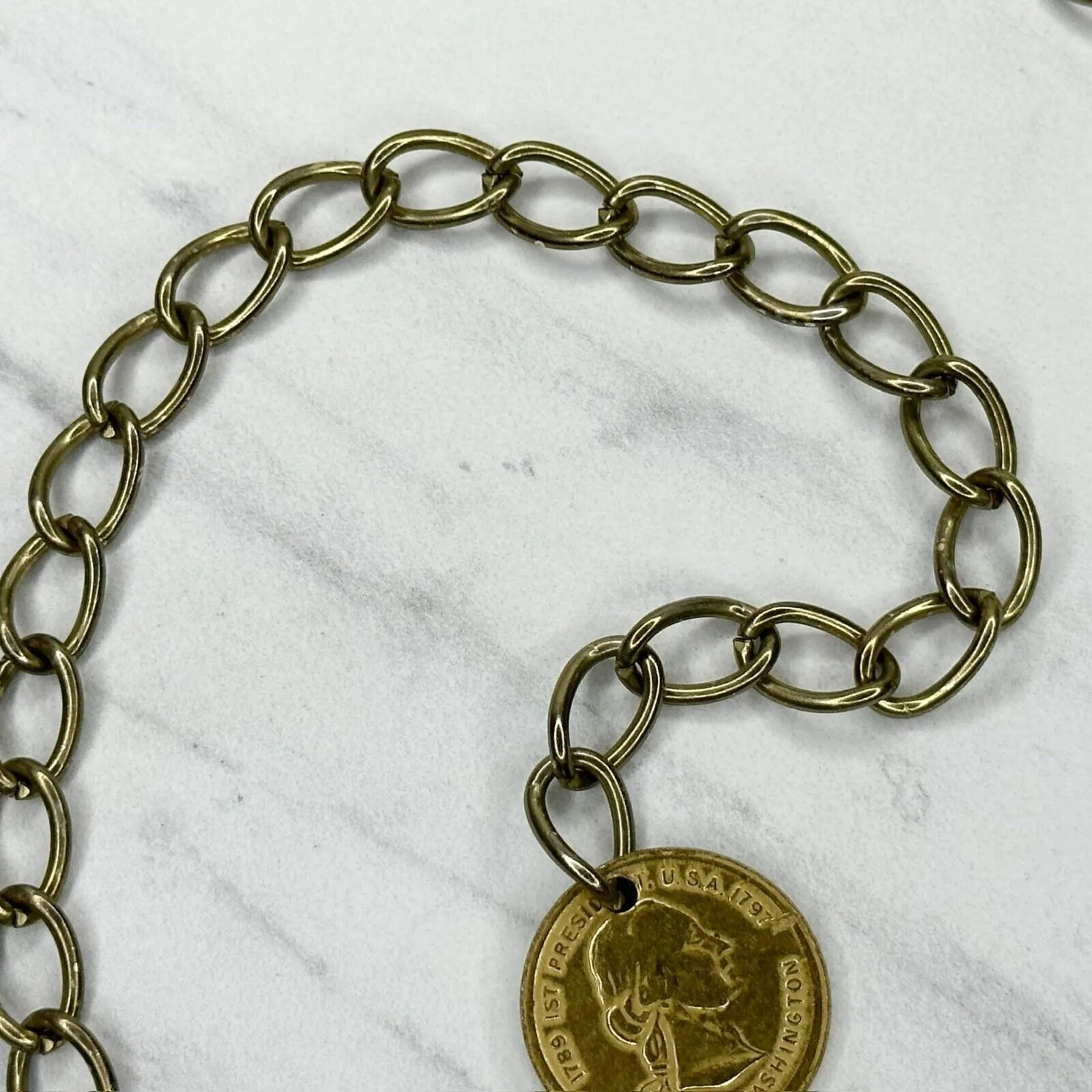 George Washington Coin Metal Chain Link Belt XS/Small (XS/S) ✨ Gold - Image 9