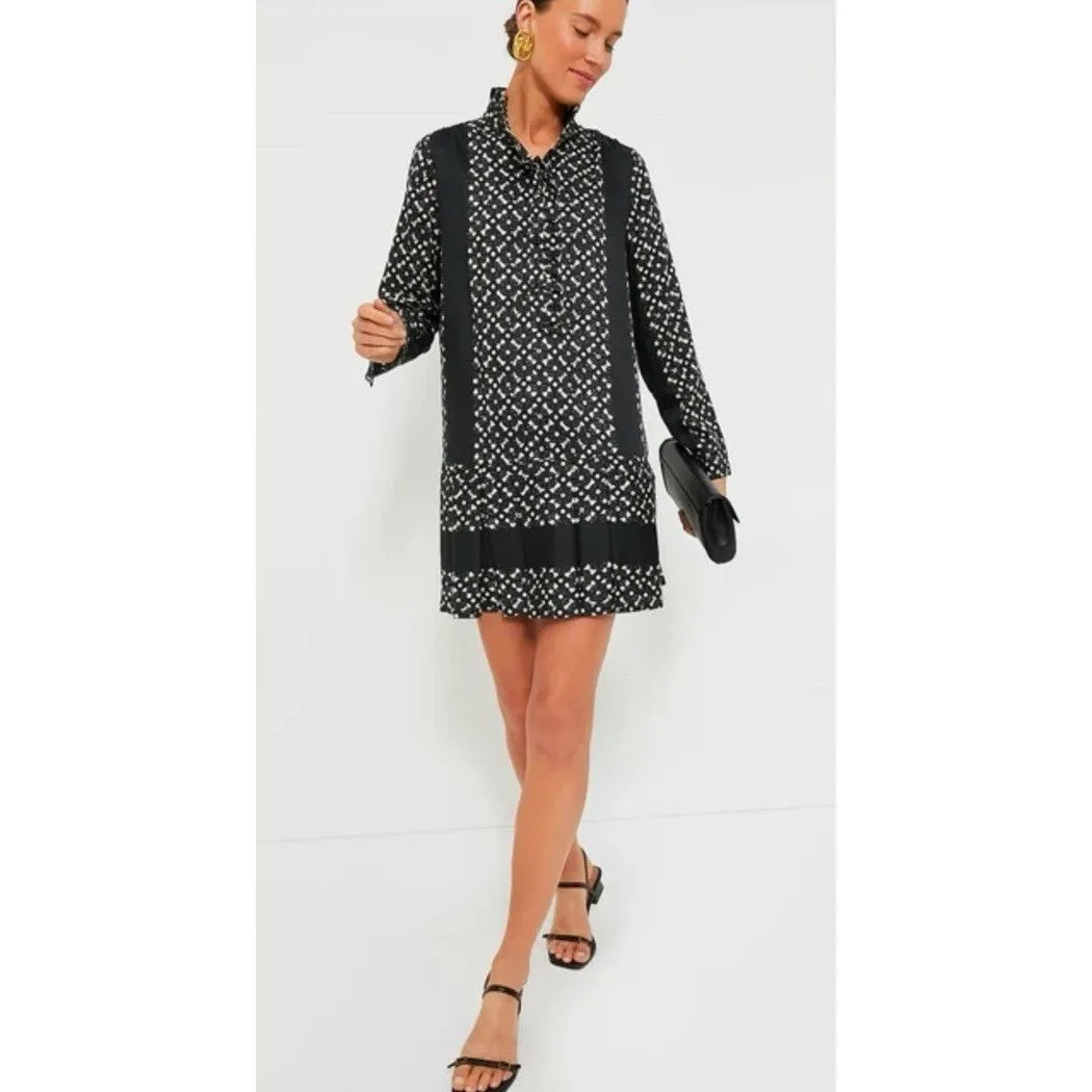 Tuckernuck NEW‎ Black Geo Tate Tencel Long Sleeve Drop Waist Mini Dress Size XS - Image 6