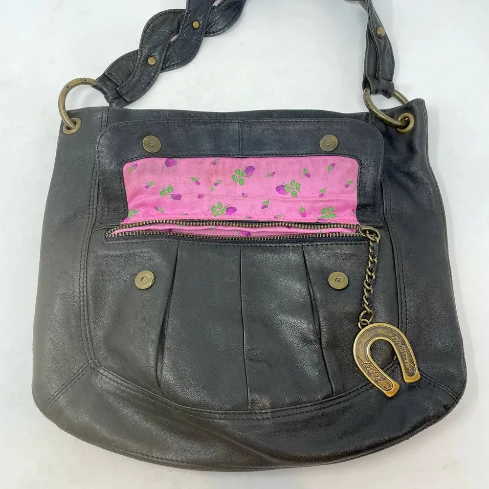 Betsy Johnson Vintage Black Vegan Leather Western Horseshoe Shoulder Bag‎ - Image 10