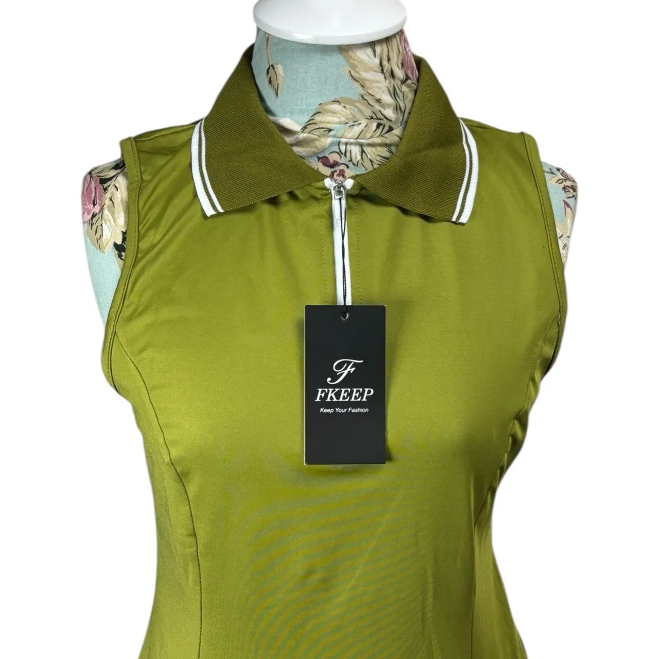 NWT Womens Green Quarter Zip Collared Sporty Athletic Tennis Dress sz M Golf Size M - Image 3