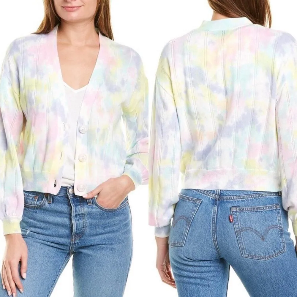 27 Miles Malibu Keaton Rainbow Dye Cardigan Sweater Small Cotton Pink - Image 2