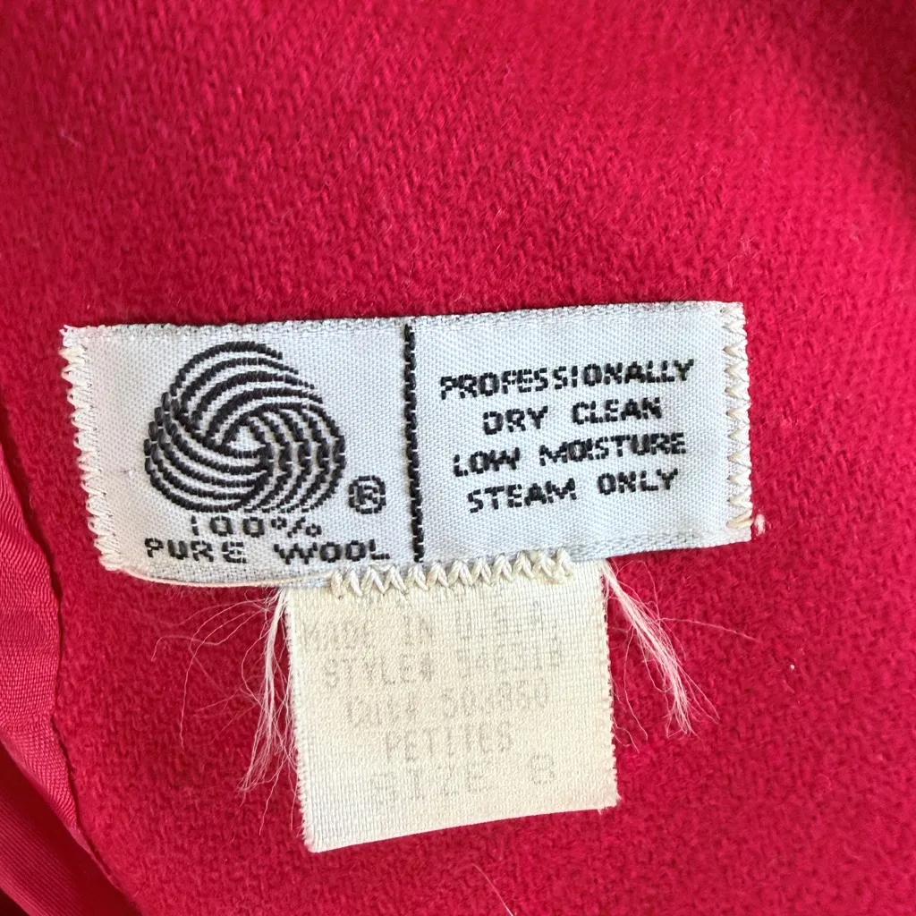 Vintage bankers club women’s wool 80’s 90’s office woman red blazer accent Size 8 - Image 9