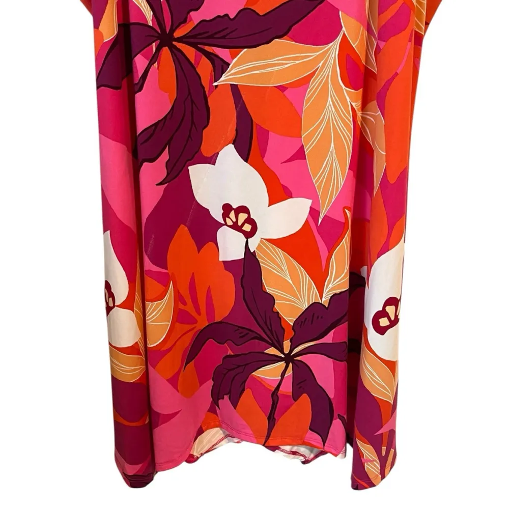 Lilac + London Chemise Sleep Top Womens XL Tropical Floral Sleeveless Soft Satin - Image 4