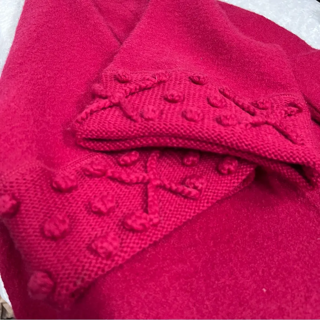 100% wool Vibrant Red Knitwear sweater cape detailed mock neck FLAWED - Image 6