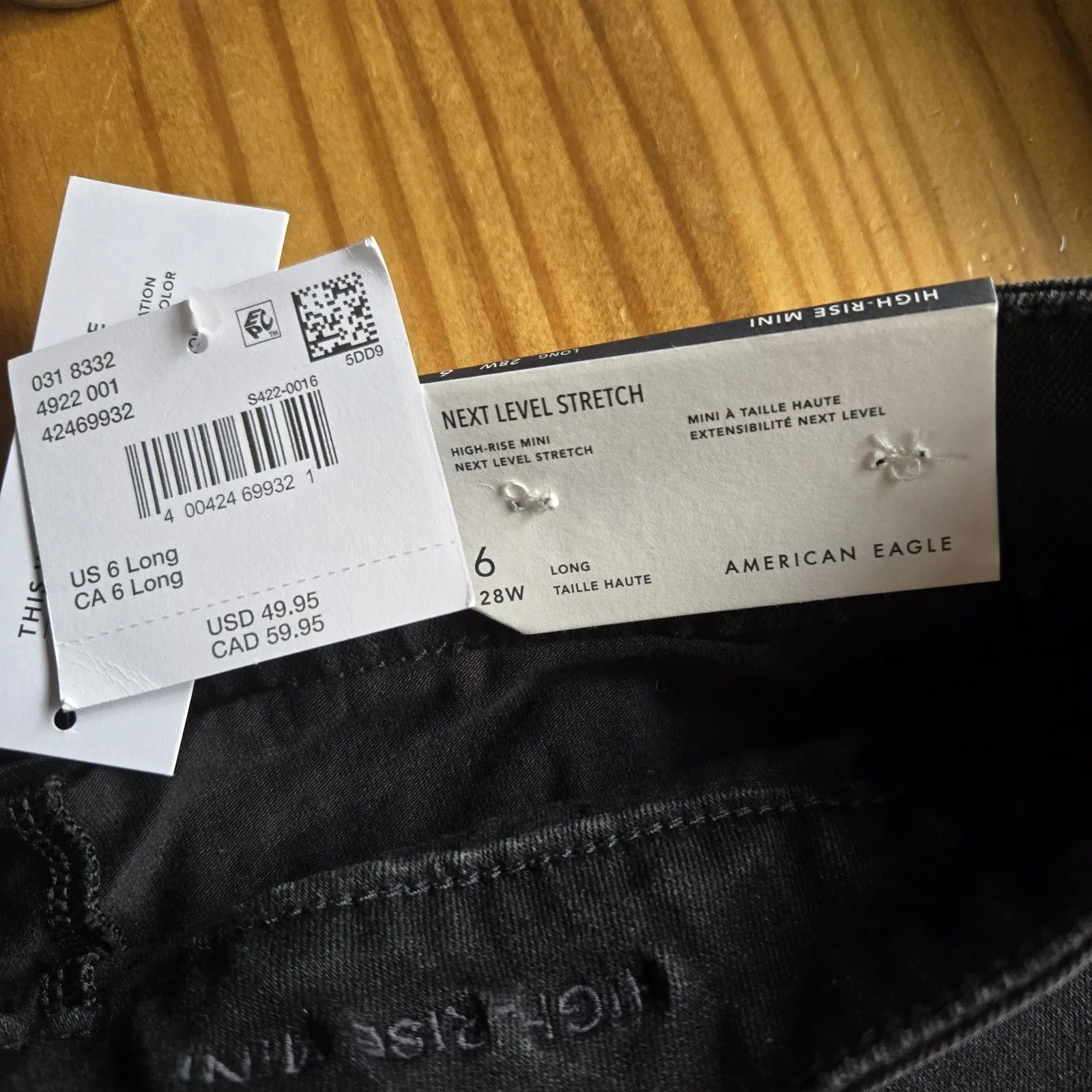 NWT American Eagle Womens Black Denim Next Level Stretch Skort Size 6 Mini Skirt - Image 3