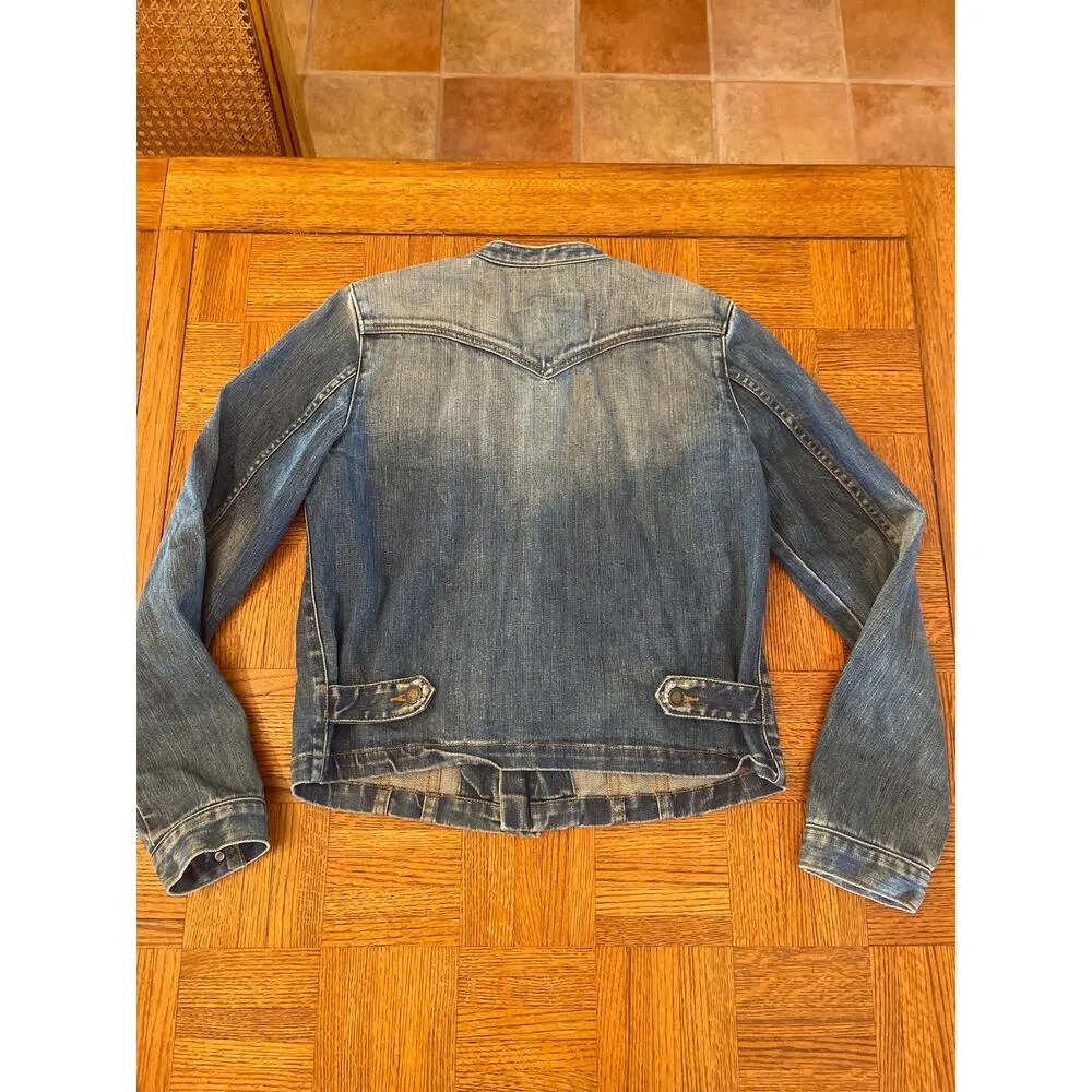 EARL JEANS WEATERN STYLE DISTRESSED DENIM JACKET LARGE - Image 4