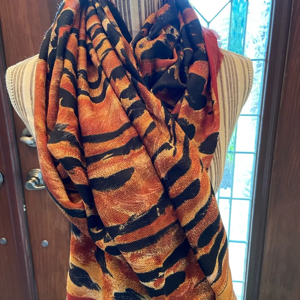 Scarf burnt orange & black made in Italy FREE with any $35 purchase - Image 8