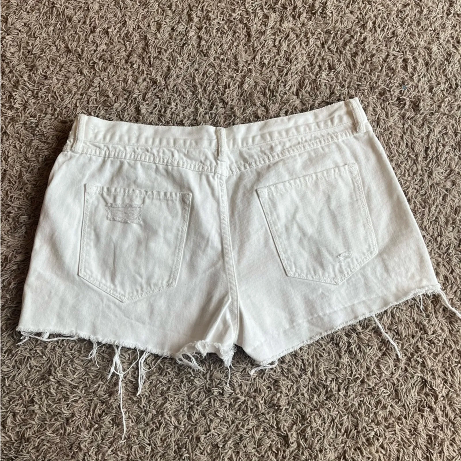 All Saints White Distressed Jean Shorts With Embroidered Stars on Side Size W32 - Image 2