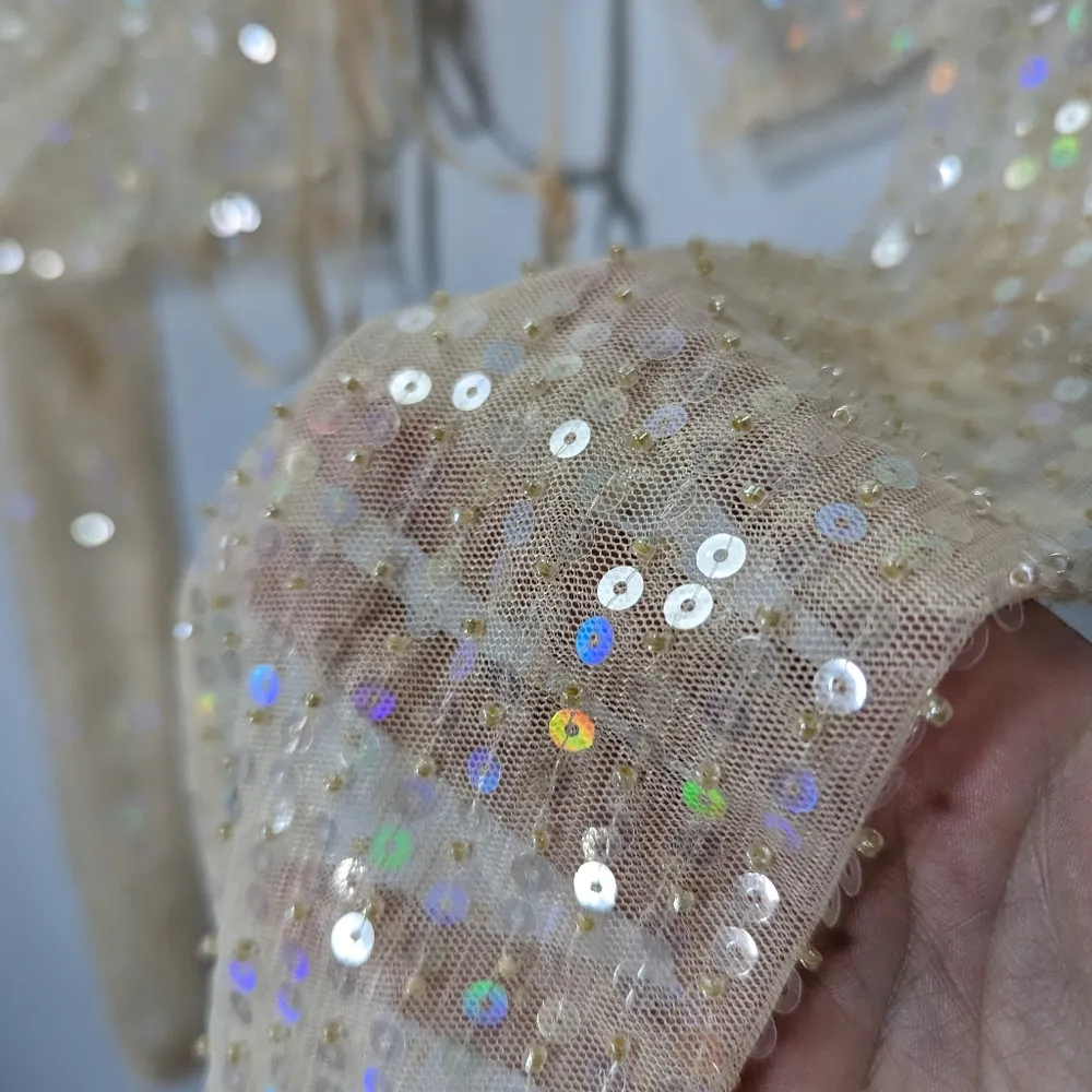 ZARA BEADED SEQUIN CROP TOP size Small - Image 12