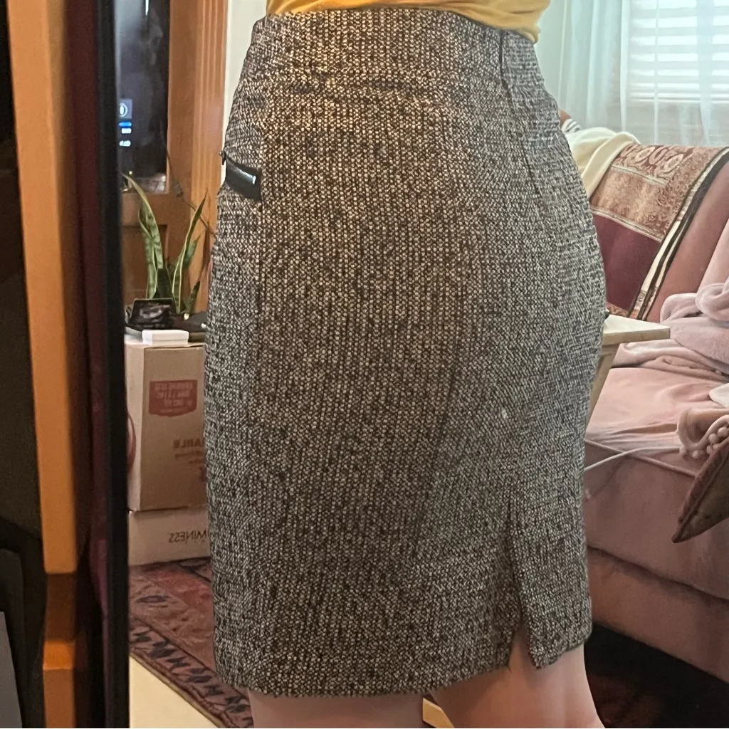 🛍️ Grey texture wool weave pencil skirt - Image 11