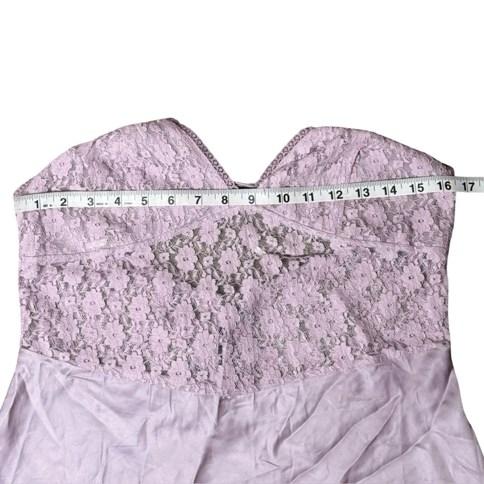 Free People New Love Mini Slip Dress Lilac Satin Lace Bodice Size S - Image 4