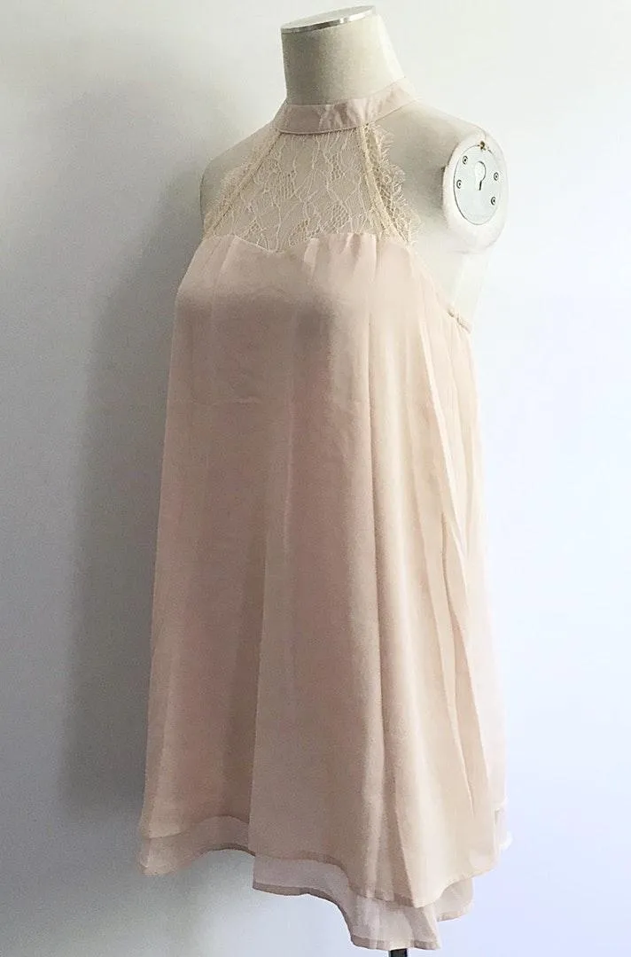 Halter Lace Swing Strappy Dress Pink - Image 3