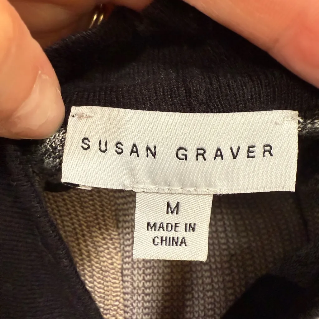 Susan Graver Black and Gray Cardigan M - Image 3