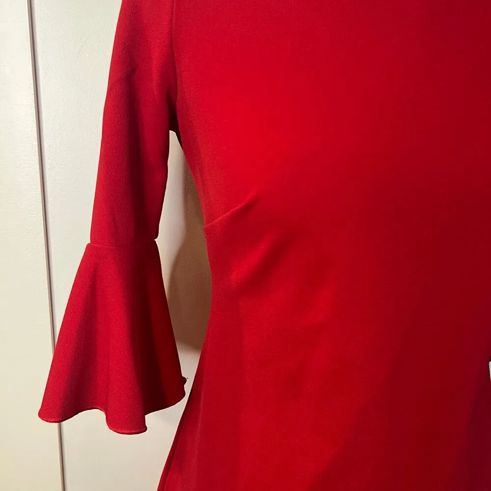 Banana Republic Women’s Red Bell Sleeve Dress Size 2P - Image 3