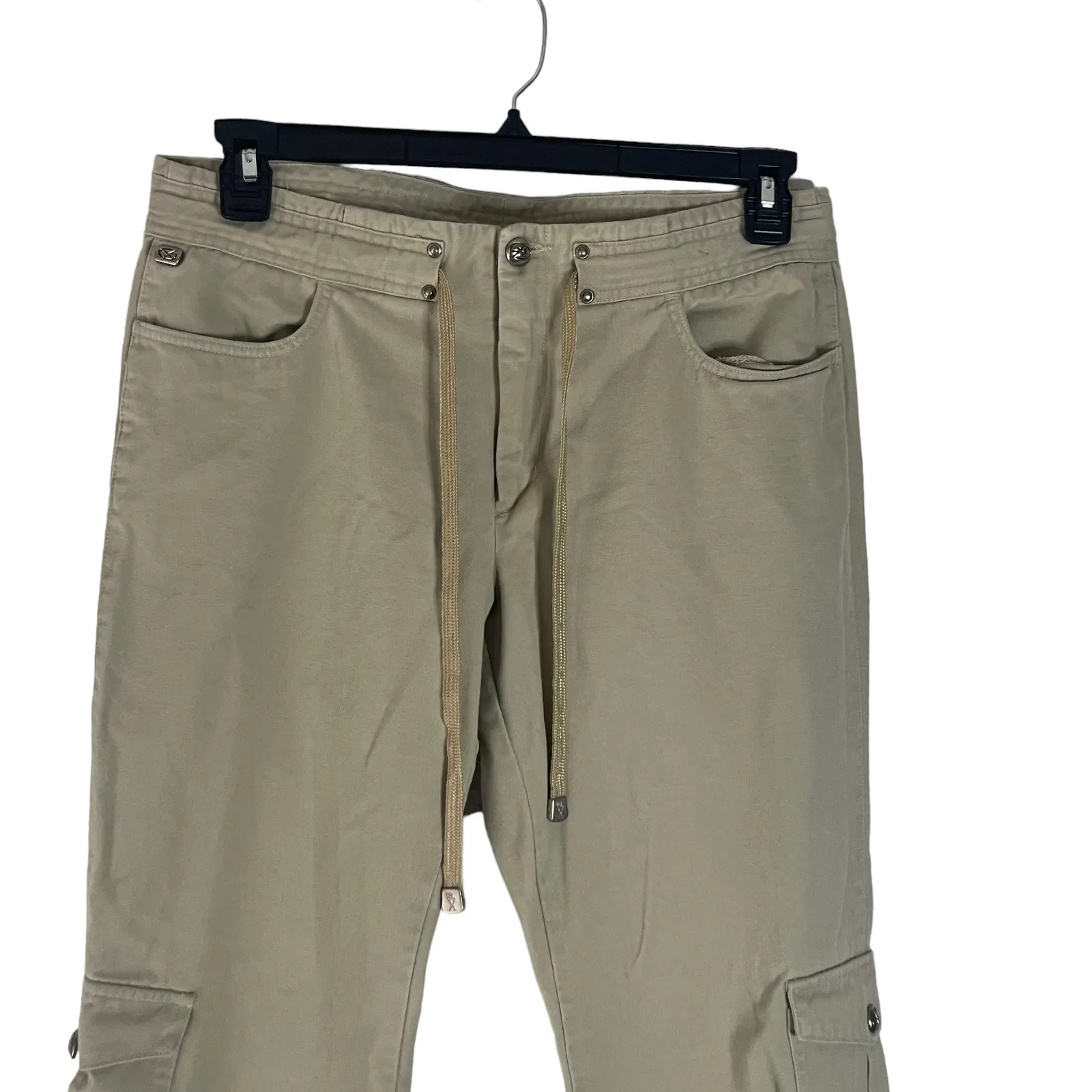 Vintage 90s Juniors Size 13 Baggy Khaki Cargo Pockets‎ Tie Pants Tan - Image 2