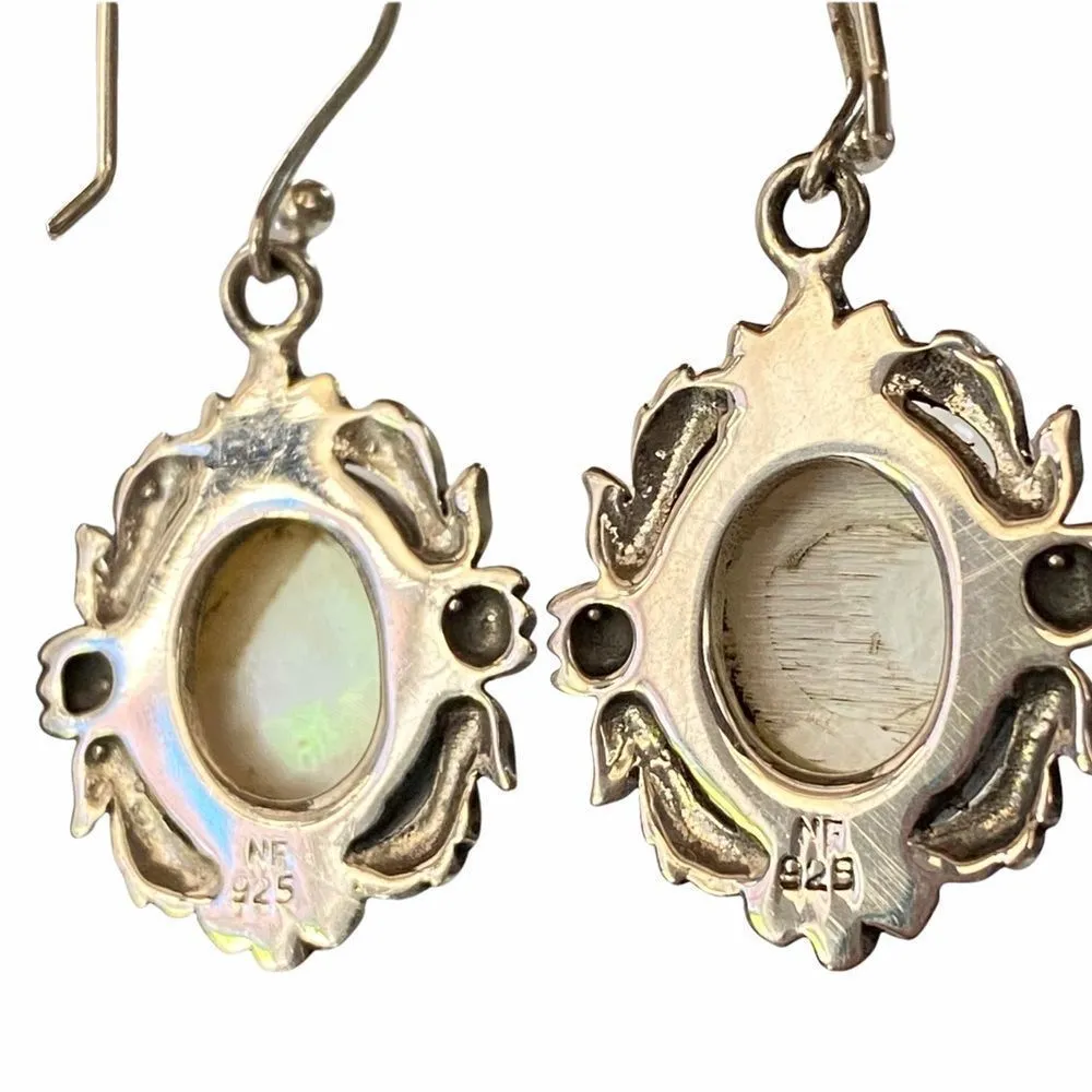 Mother of Pearl Oval Shape Drop Earrings 925 Sterling Silver - Image 10