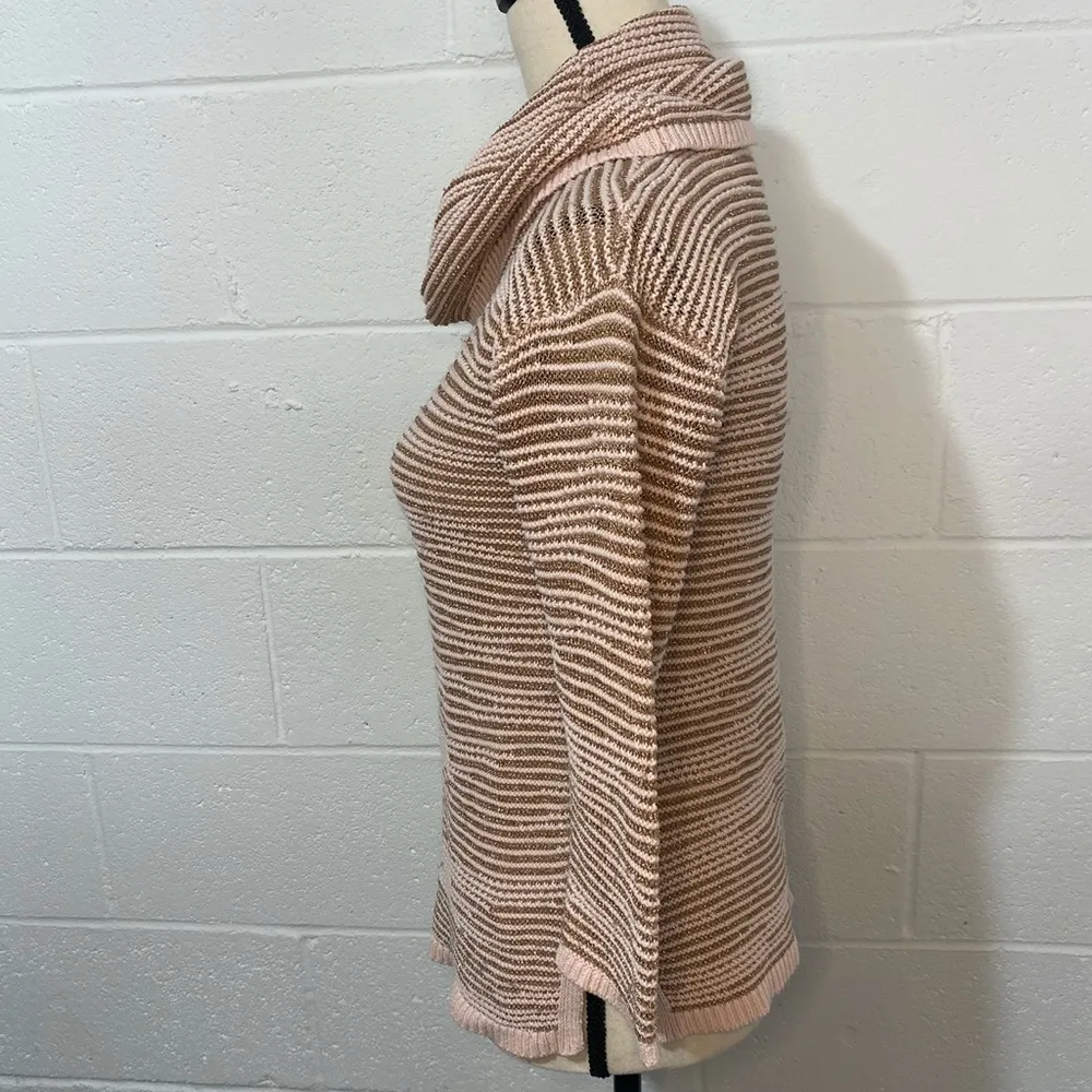 New York & Co Cowl Neck Metallic Gold Pink Sweater - Image 2