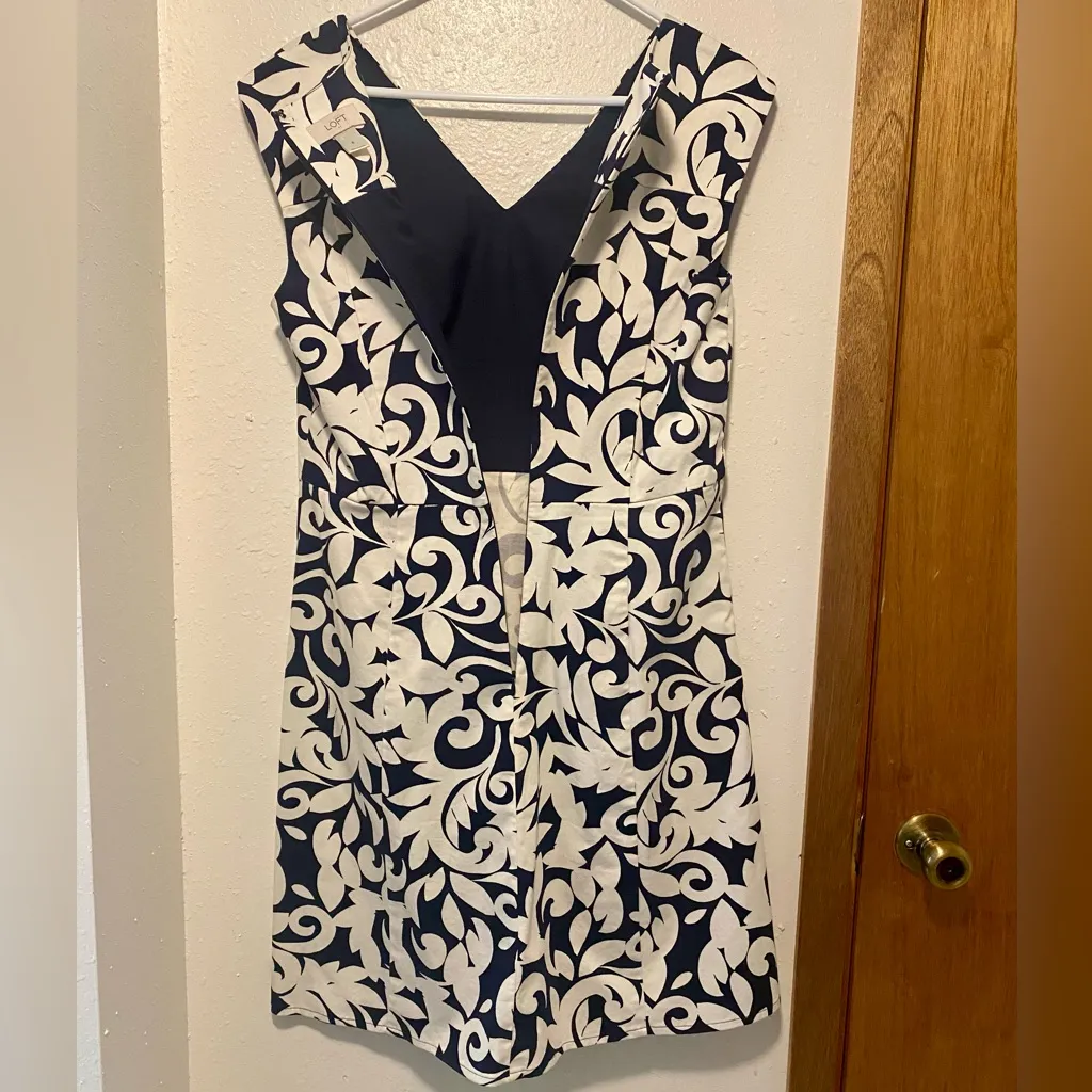 LOFT Blue/White Sleeveless Floral Dress - Image 4