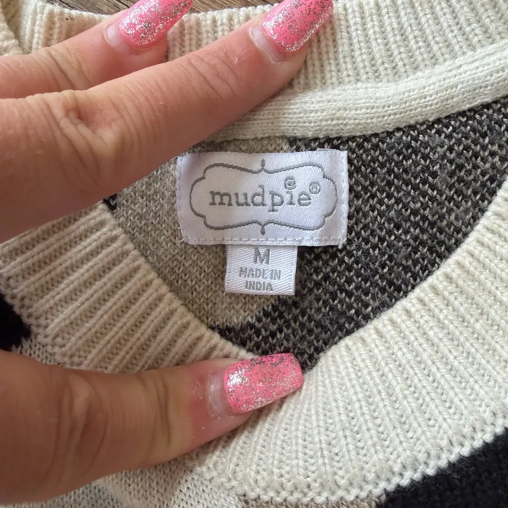 Mud Pie Black and Cream Animal Print Sweater - Image 3