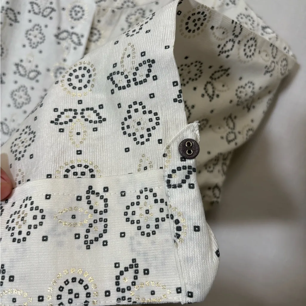 TWARA Chic Patterned Ivory Long Sleeve Dress,whit one pocket,size M Gold Size M - Image 5