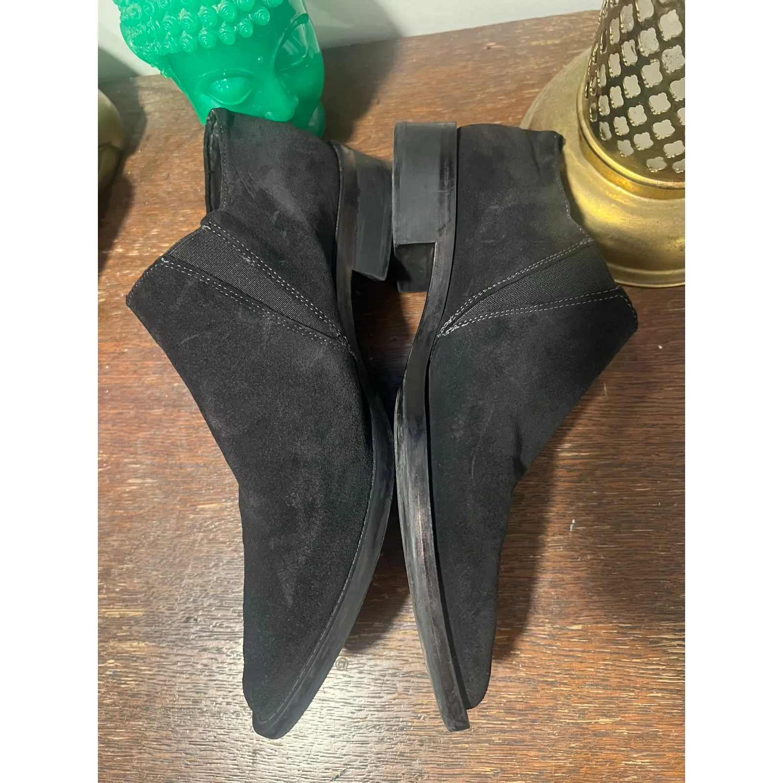 ZARA Western Suede Black Booties 7 Festival Boho - Image 8