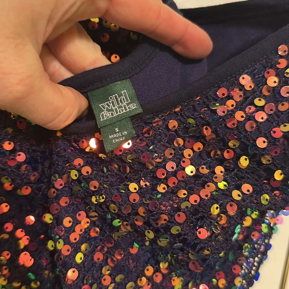 Wild Fable Navy Blue Rainbow Sequins Sleeveless Stretch Maxi Dress S NWOT - Image 11