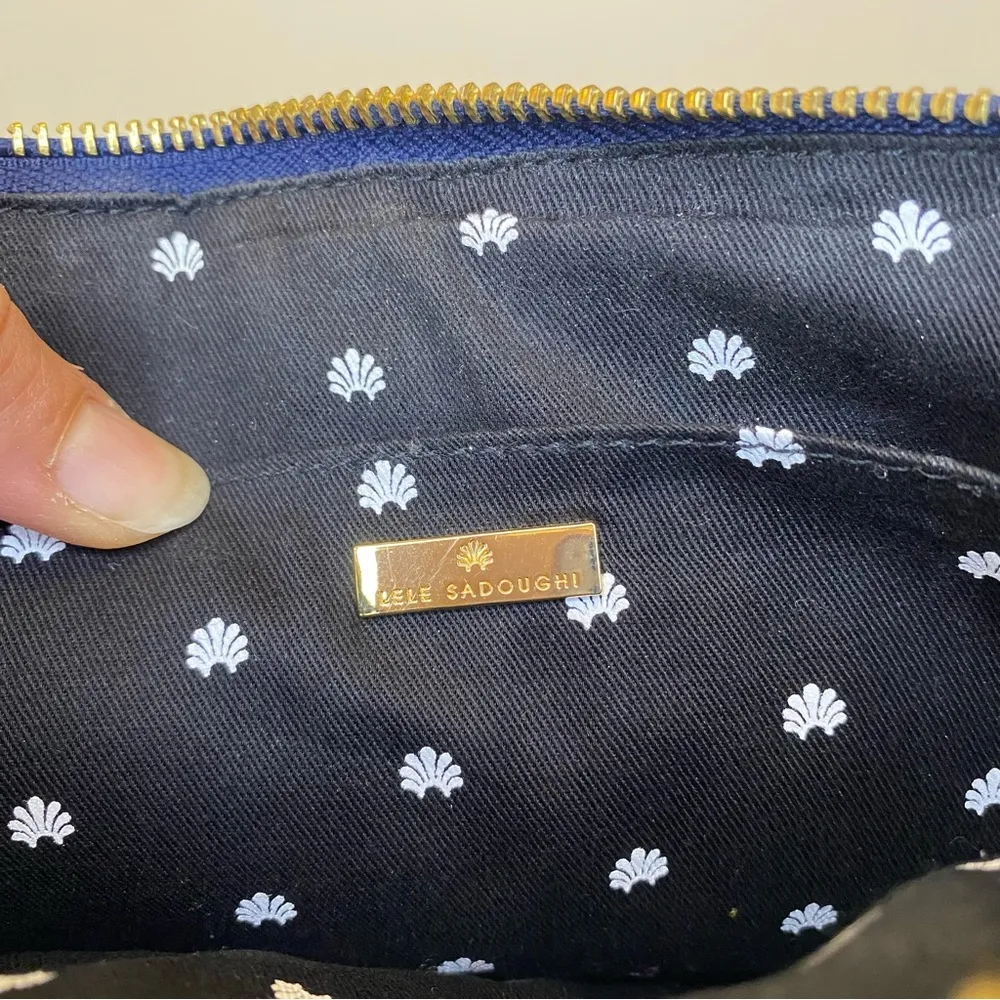 LELE SADOUGHI Midnight Bouquet Floral Straw Embroidery Large Pouch Clutch Purse - Image 11