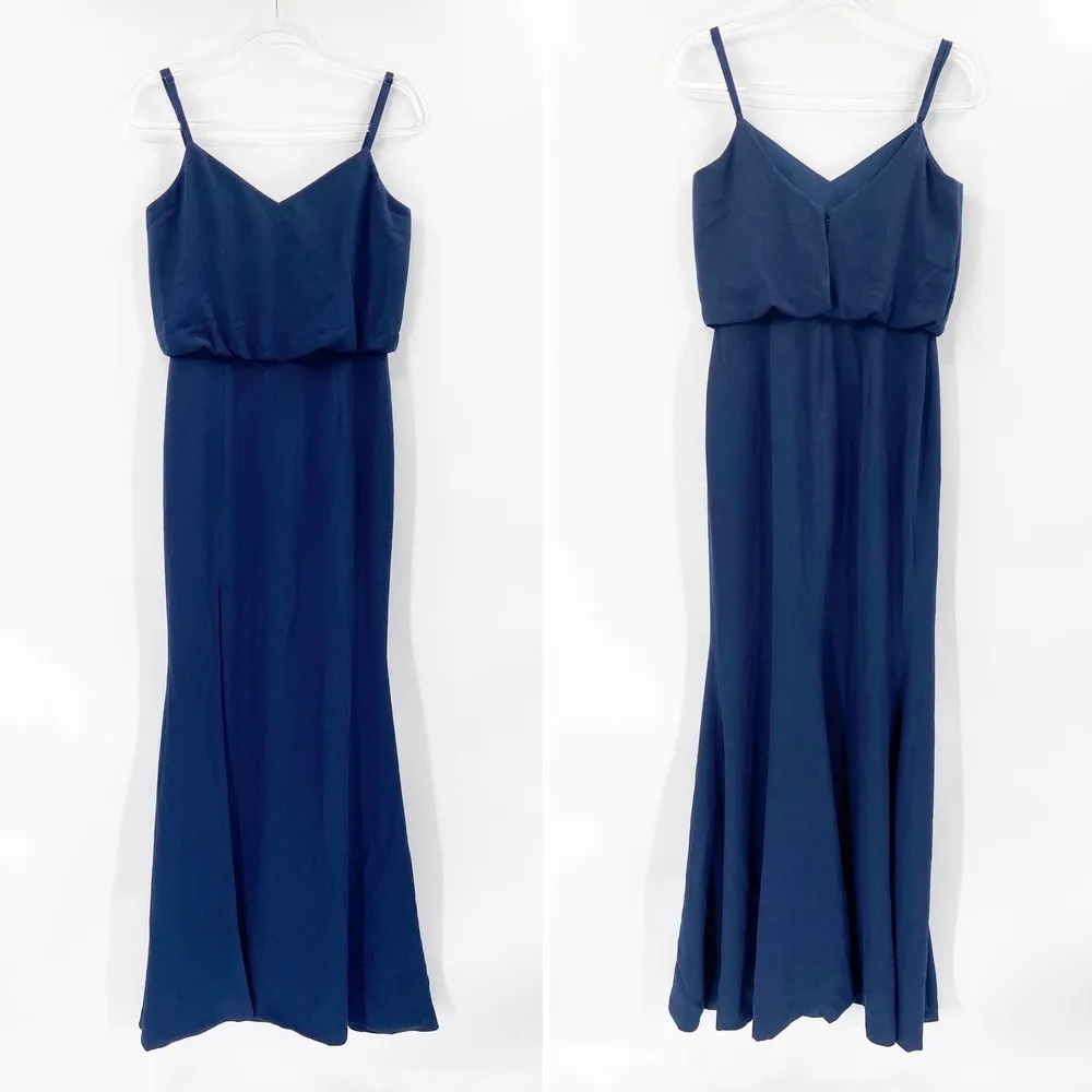 Dress the Population Gracelyn Midnight Blue Leg Slit Sleeveless Maxi Dress M - Image 2