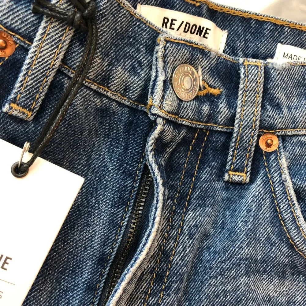 Re/Done Womens Jeans 90s Straight Indigo Stone Wash Zip Fly 25 - Image 3