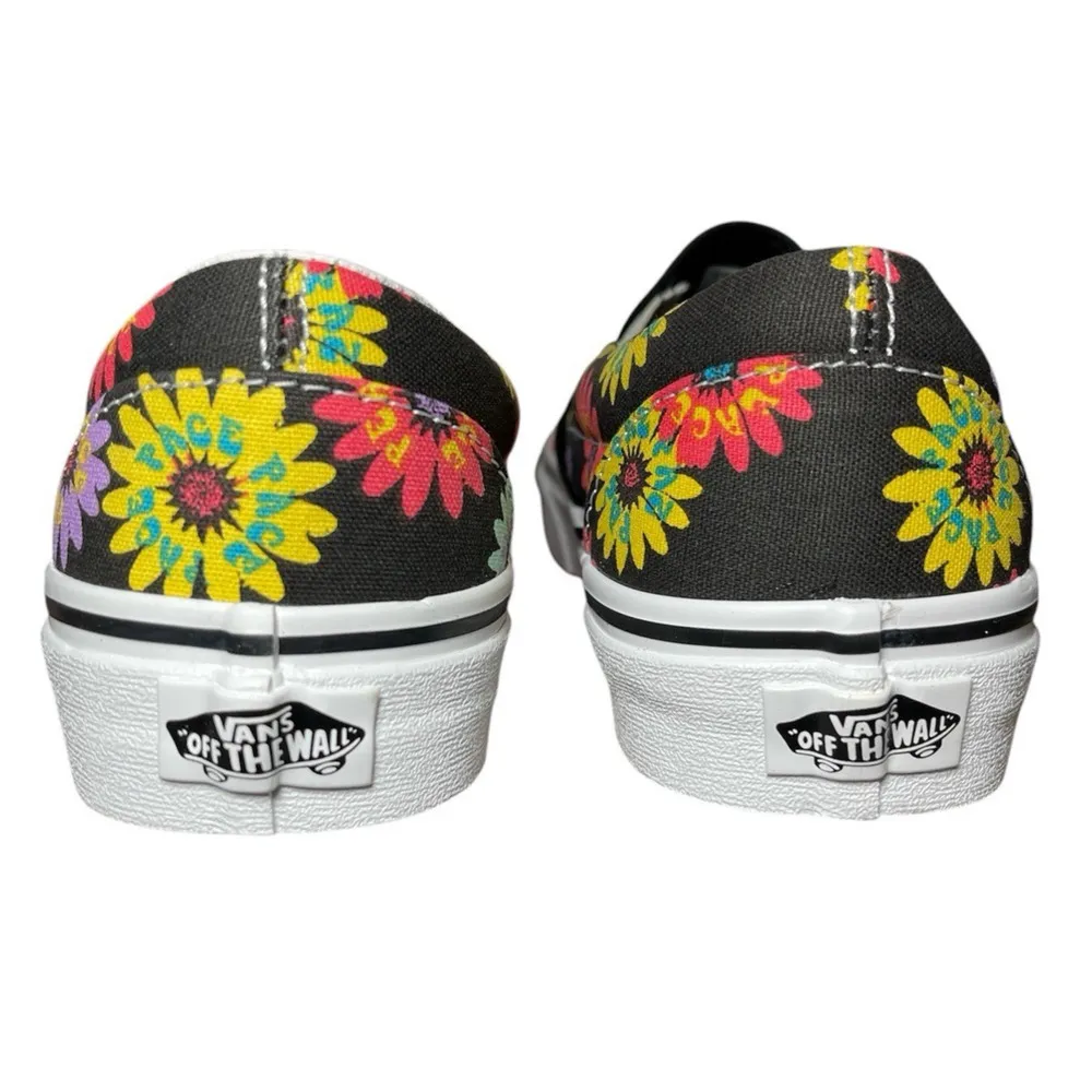Vans Classic Slip On Peace Floral Black Shoes Sneakers Womens Size 8 Mens 6.5 - Image 6