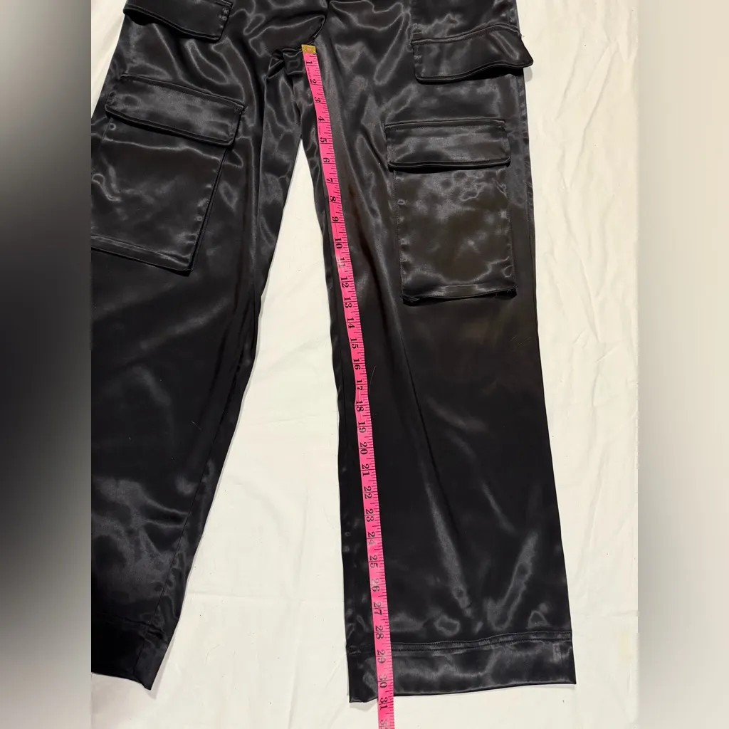 RESET By Jane Black Satin Cargo Wide Leg Pants Size Medium - Image 11