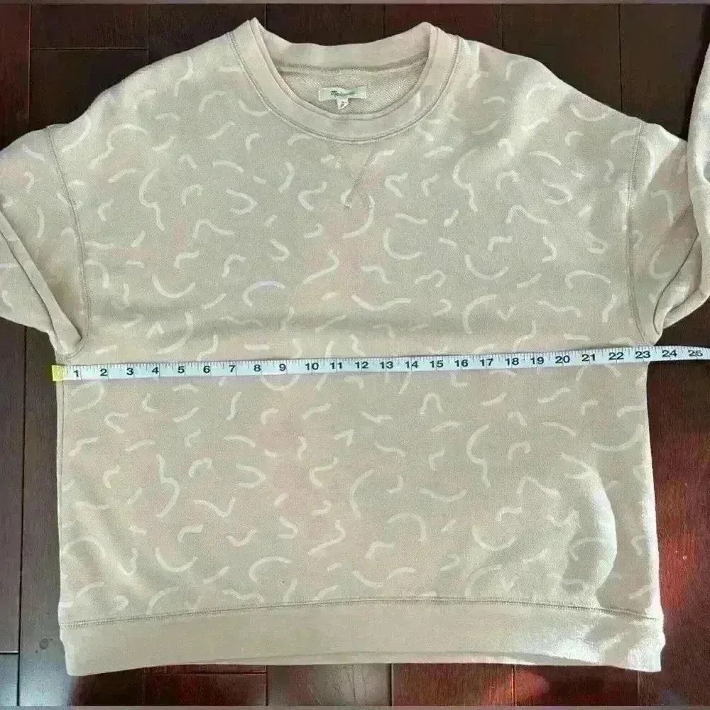 Madewell  Women’s Light Pink Bold Squiggle Double Crew Neck Sweatshirt Size Large - Image 6