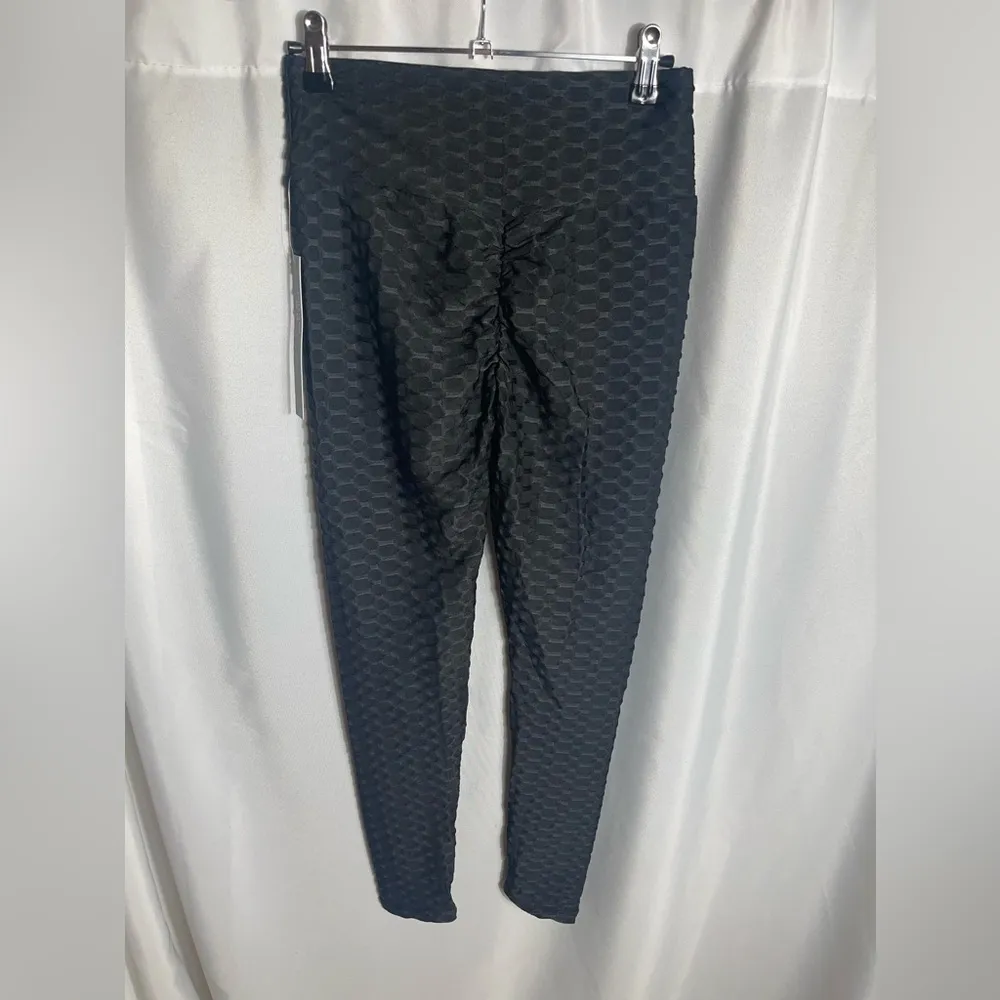 New Mix Womens Black Textured Leggings Size S/M NWT Casual Activewear - Image 2