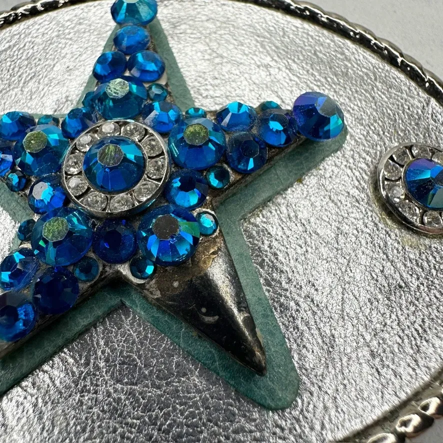 Blue Rhinestone Studded Star Belt Buckle ✨ Silver - Image 6