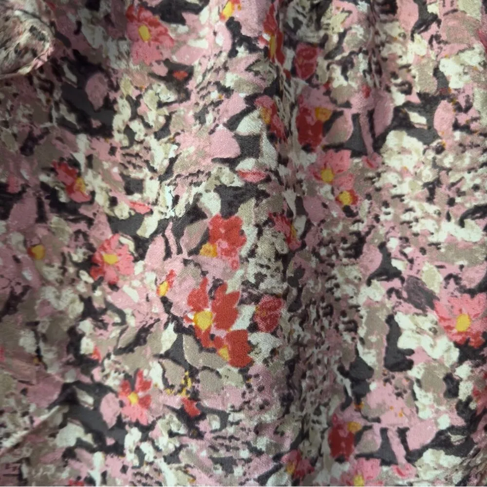 Maeve Anthropologie Cold Shoulder Top Short Sleeve Floral Print Button Keyhole S - Image 4