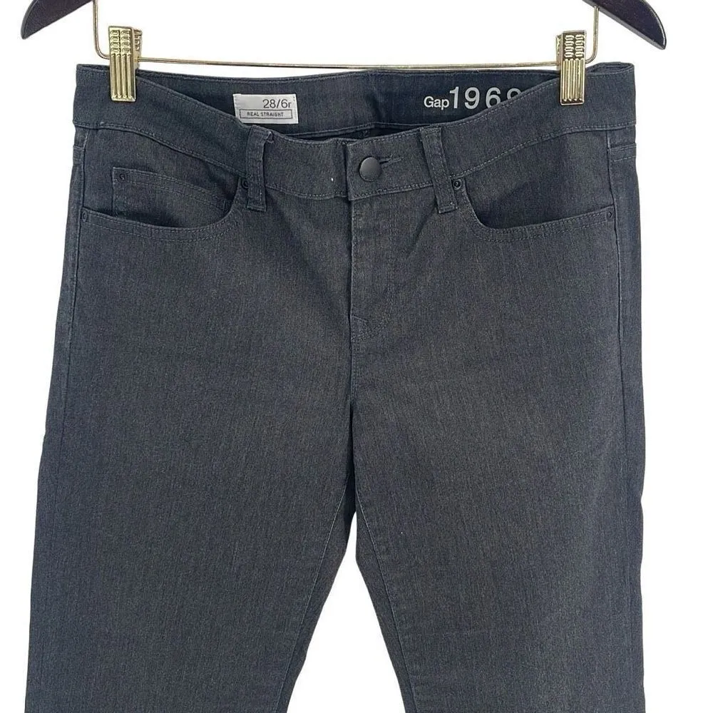 Gap 1969 Womens Stretch Dark Wash‎ Real Straight Denim Jeans Black Size 28 - Image 2