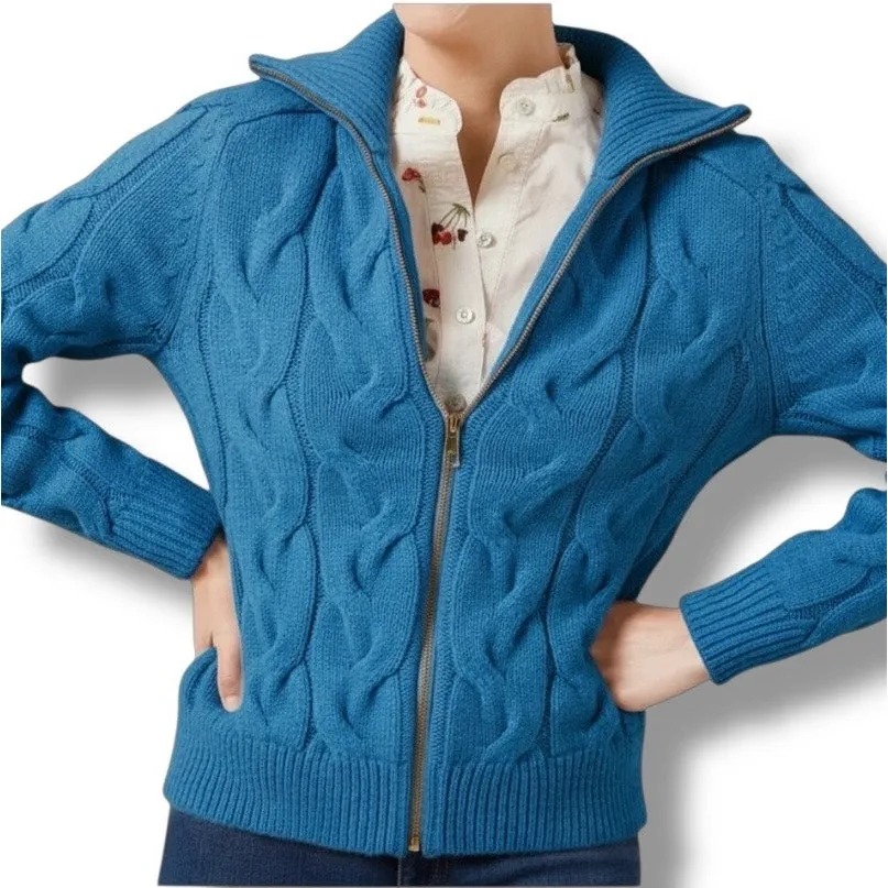 Talbots cable knit zip front cardigan NEW - Image 5