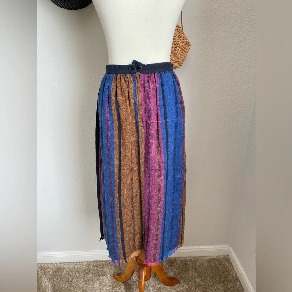 Vintage 1980s Applause III by Margaret Kane Aztec Stripe Top & Skirt, Size 12 Purple - Image 6