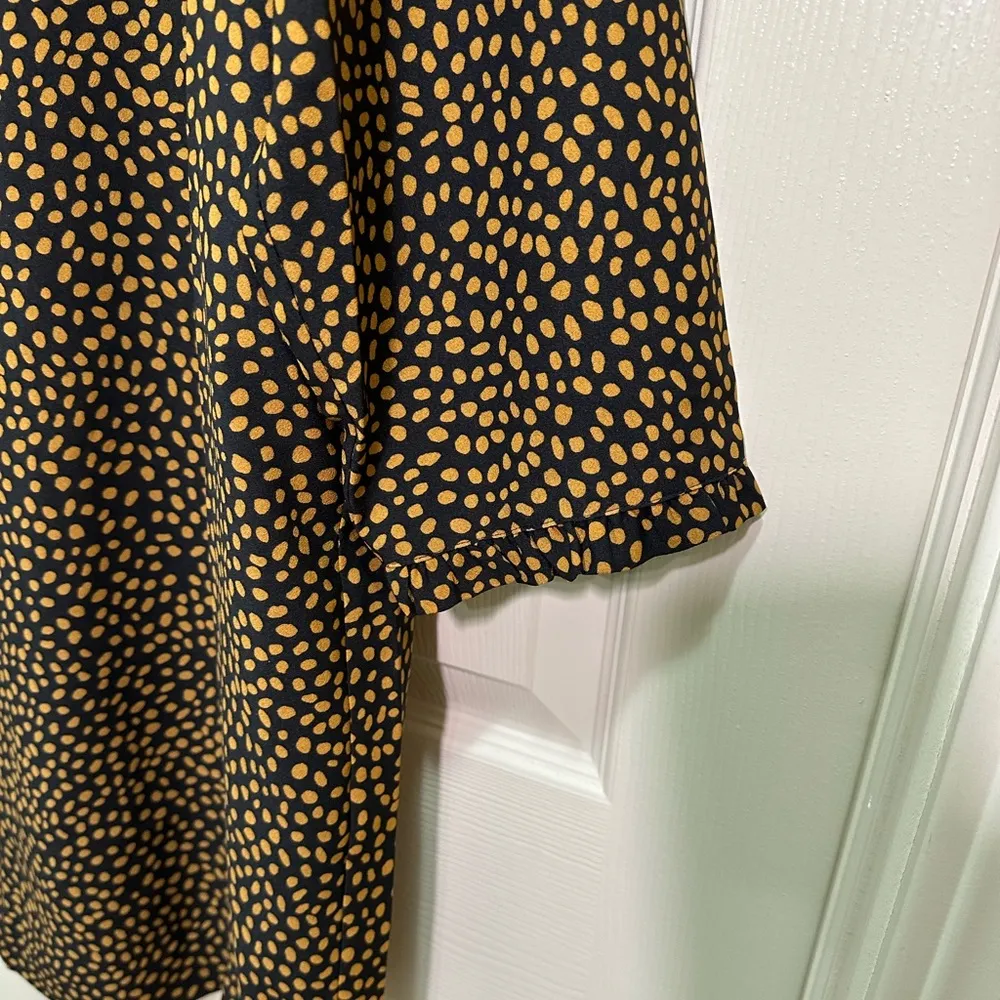 J. Crew long sleeve ruffle neck shirt dress black and tan size 20 - Image 5