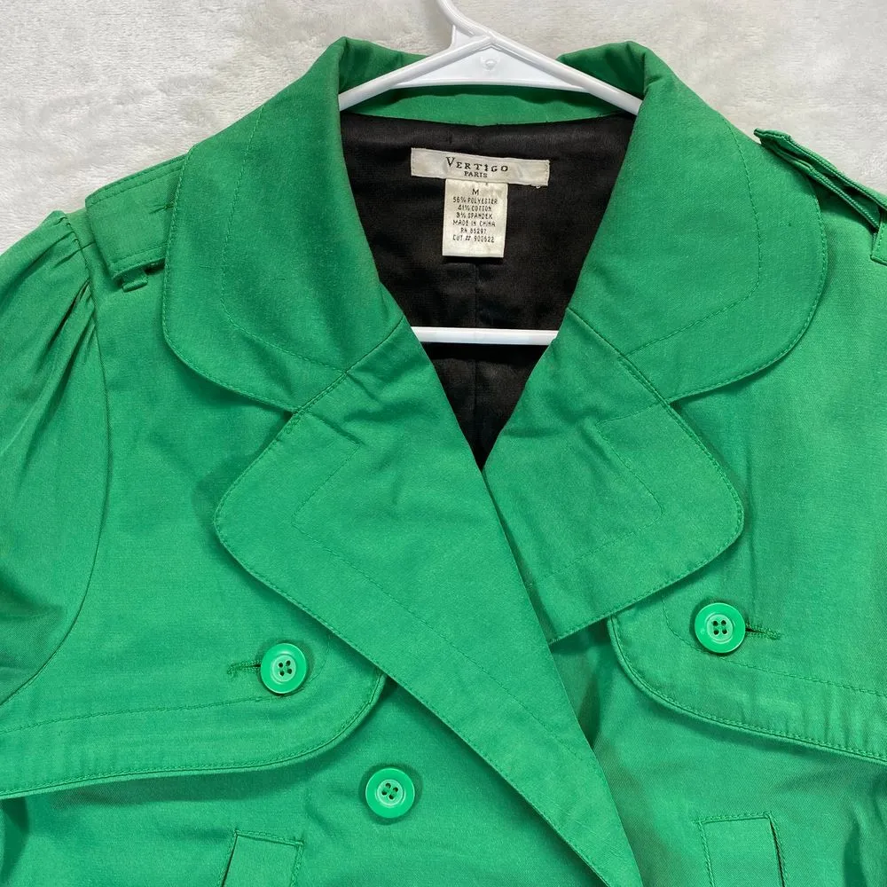 Vertigo Paris Green Double Breasted Cropped Blazer Jacket Cotton Blend Size M - Image 4
