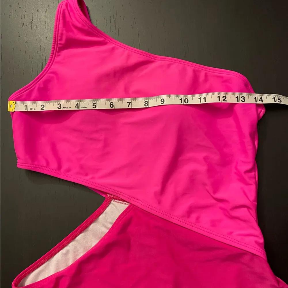 SHEIN One Piece Two Tone Pink One Shoulder Cutout Swimsuit Women’s Size M - Image 6