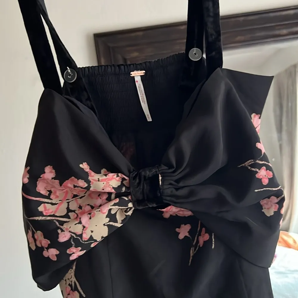 Free People Tie A Bow Dress Floral Satin Romantic Date Girly Girlhood NEW - Image 4