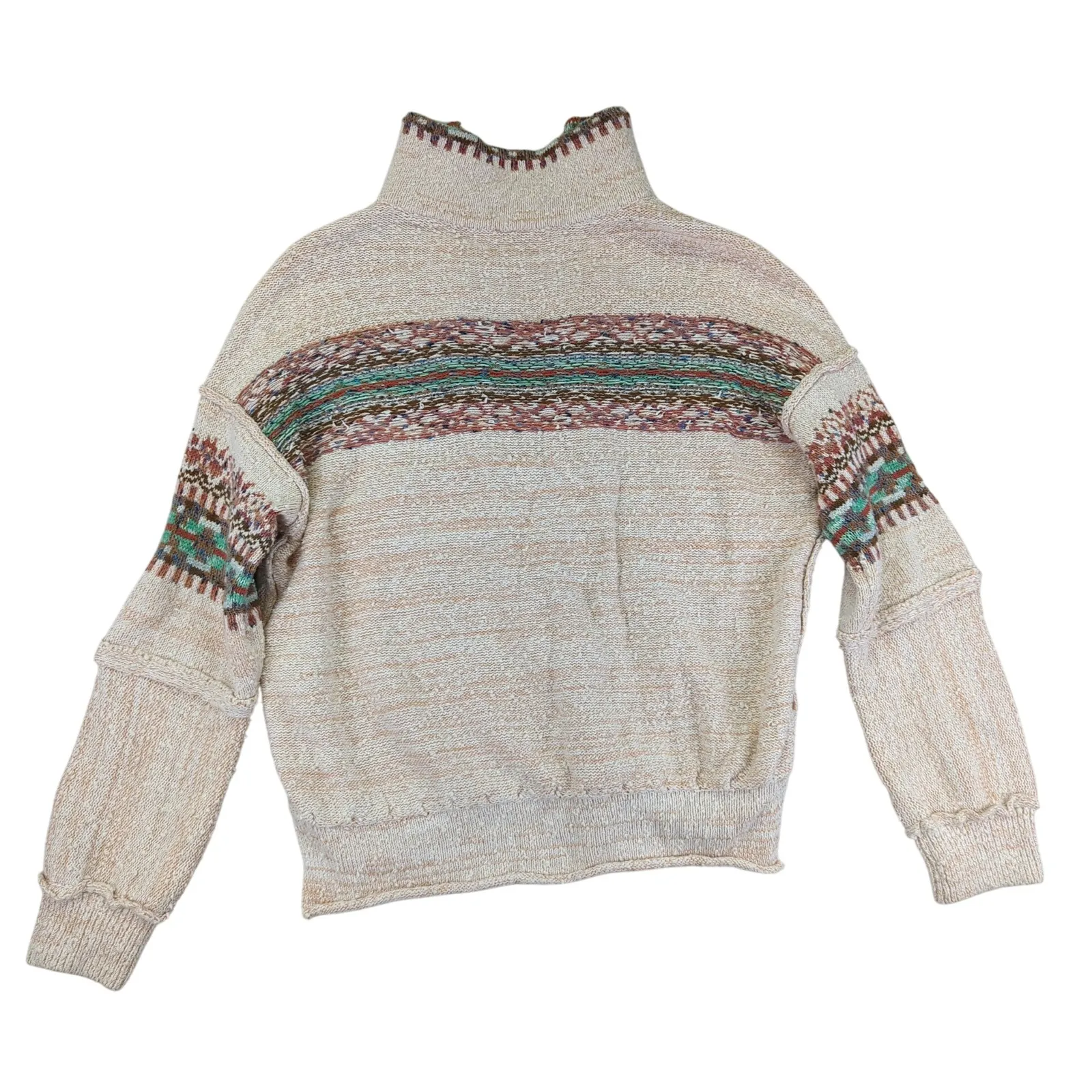 Pilcro Women's XS Pullover Sweater Boho V-Neck Embroidered Southwest Collar - Image 2