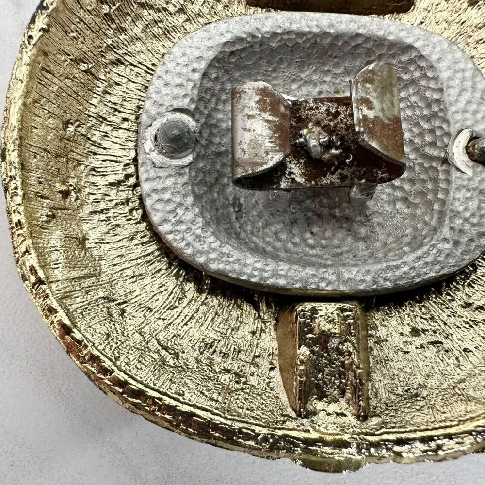 Leather Shop Vintage 1990 Croc Embossed Gold Tone Studded Cinch Belt Buckle - Image 13