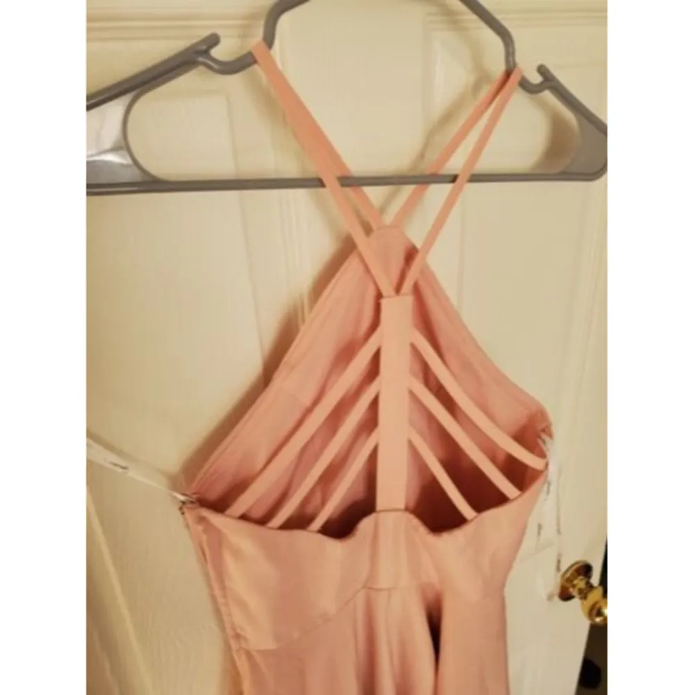 Xtraordinary Womens/Jrs Blush Pink Halter Dress Size 3 High Low Train - Image 7