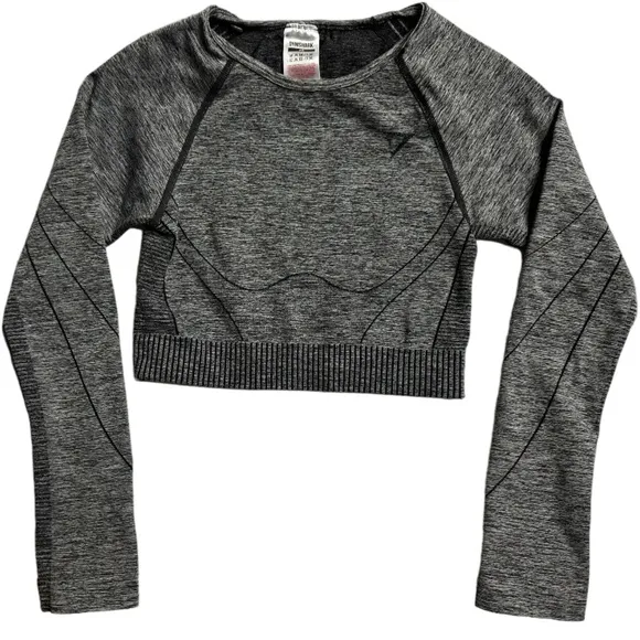 Gymshark Hyper Amplify Crop Black Gray Size XS‎ - Image 4